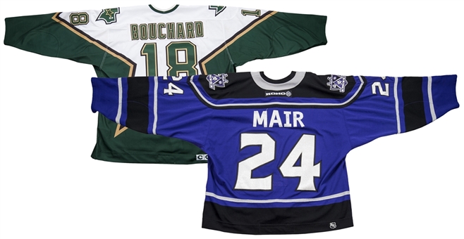 Lot of (2) Game Used National Hockey Leagues Jerseys-Adam Mair and Joel Bouchard